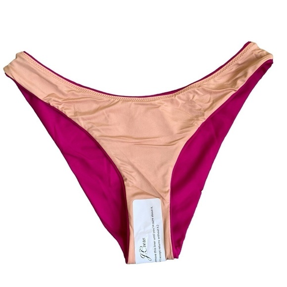 NWT J. Crew Radiant Fuchsia Pink Curved Waist Cheeky Bikini Bottoms Sz M - Picture 7 of 11